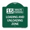 Signmission 15 Minute Parking Loading and Unloading Zone, Green & White Aluminum Sign, 18" x 18", GW-1818-24596 A-DES-GW-1818-24596 - alternate 1